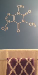 My favorite drug - Blessed caffeine adorns the walls of my guest bathroom.