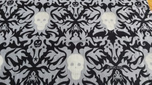 I liked this fabric so much I had it made into a dress. The skulls glow in the dark!